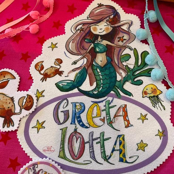 Namen Aufnäher, Meerjungfrau , 2025, Diy Schultüte, Zuckertüte, Einschulung, Rosirosinchen von RosiRosinchen