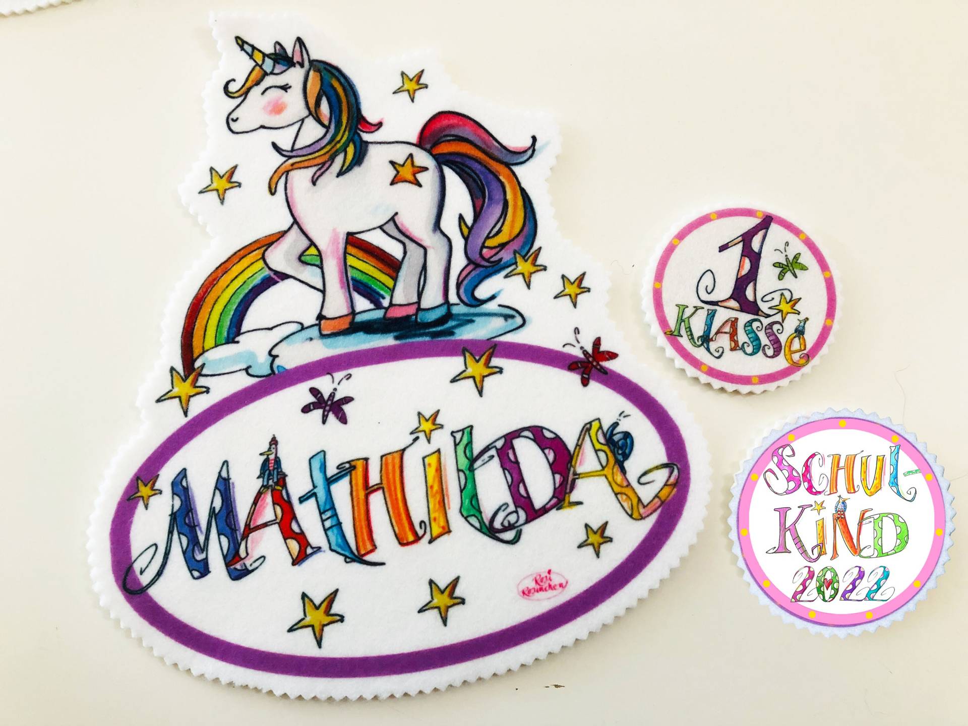 Namen Aufnäher, Regenbogen Einhorn 2025, Diy Schultüte , Zuckertüte, Einschulung, Zum Selbernähen, Rosirosinchen von RosiRosinchen