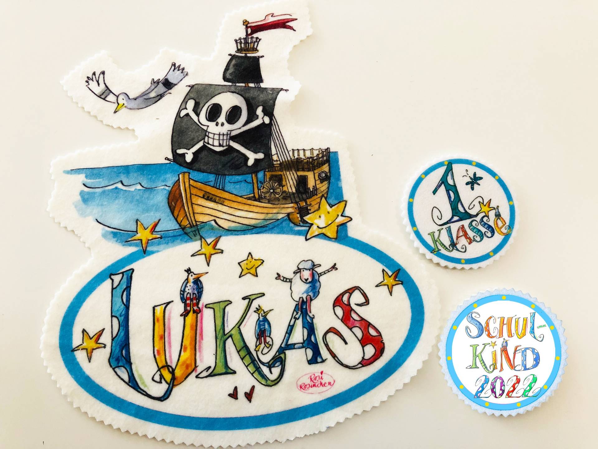 Namen Aufnäher Schultüte , Piratenschiff Diy Zuckertüte Einschulung Zum Selbernähen Rosirosinchen von RosiRosinchen