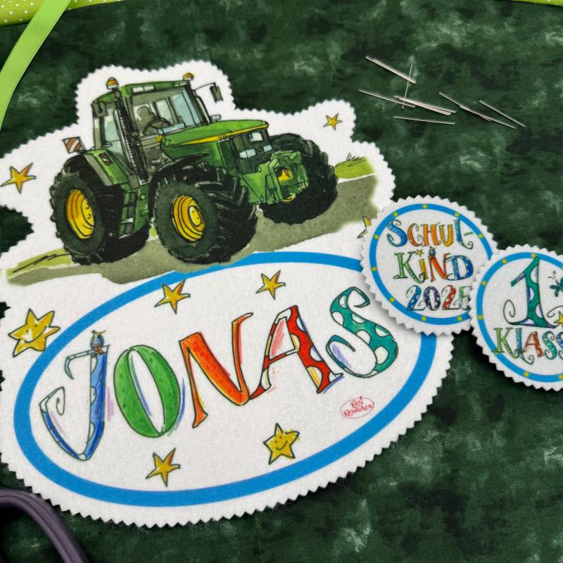 Namen Aufnäher Traktor, Schultüten Patch Traktor Grün 2025, Diy Schultüte Trecker, Zuckertüte, Einschulung , Rosirosinchen von RosiRosinchen