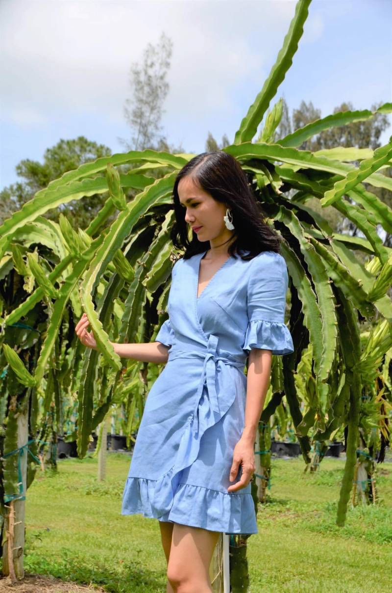 Leinen Wickelkleid/Leinenkleid/Weißes Leinenkleid/ Wickelkleid/ Sommerkleid/ Frauen Leinenkleid von Rosieannadesign