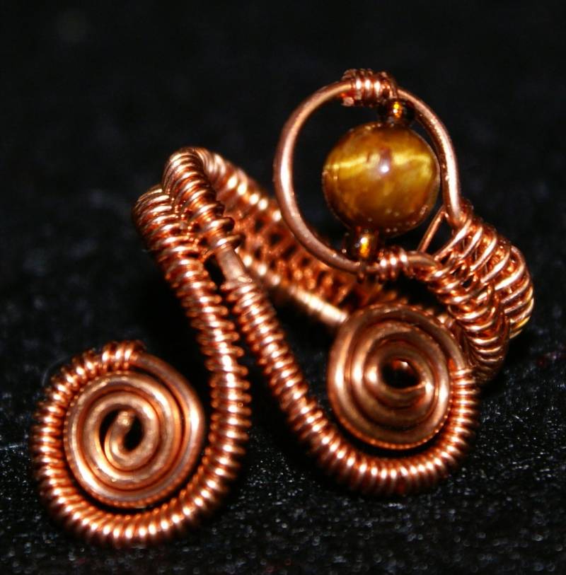 Kupferdraht Ring Mit Tigerauge von RosiesArtSoup