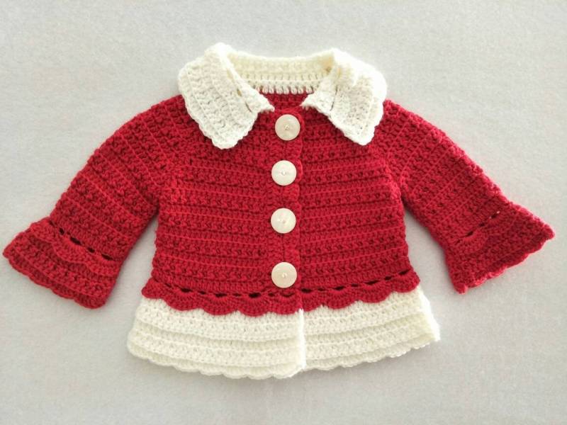 Atemberaubende Tief Rot Weihnachten Pullover Mit Passender Blumenhut Set von RosiesBabyCrochet