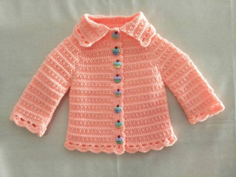 Pfirsich-Cupcake-Pullover Mit Passendem Stirnband von RosiesBabyCrochet