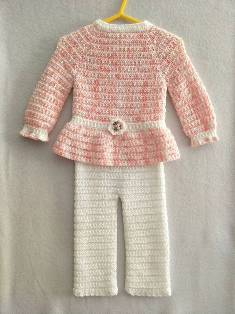 Wunderschöne Pfirsichhose & Top Set Mit Passendem Stirnband von RosiesBabyCrochet