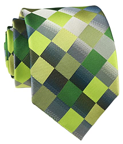 Rosiika Herren Krawatten Modern Gestreift Plaid Gemustert Formale Krawatten College Täglich Gewebt Hochzeit Krawatten, Grün Grau, Einheitsgröße von Rosiika