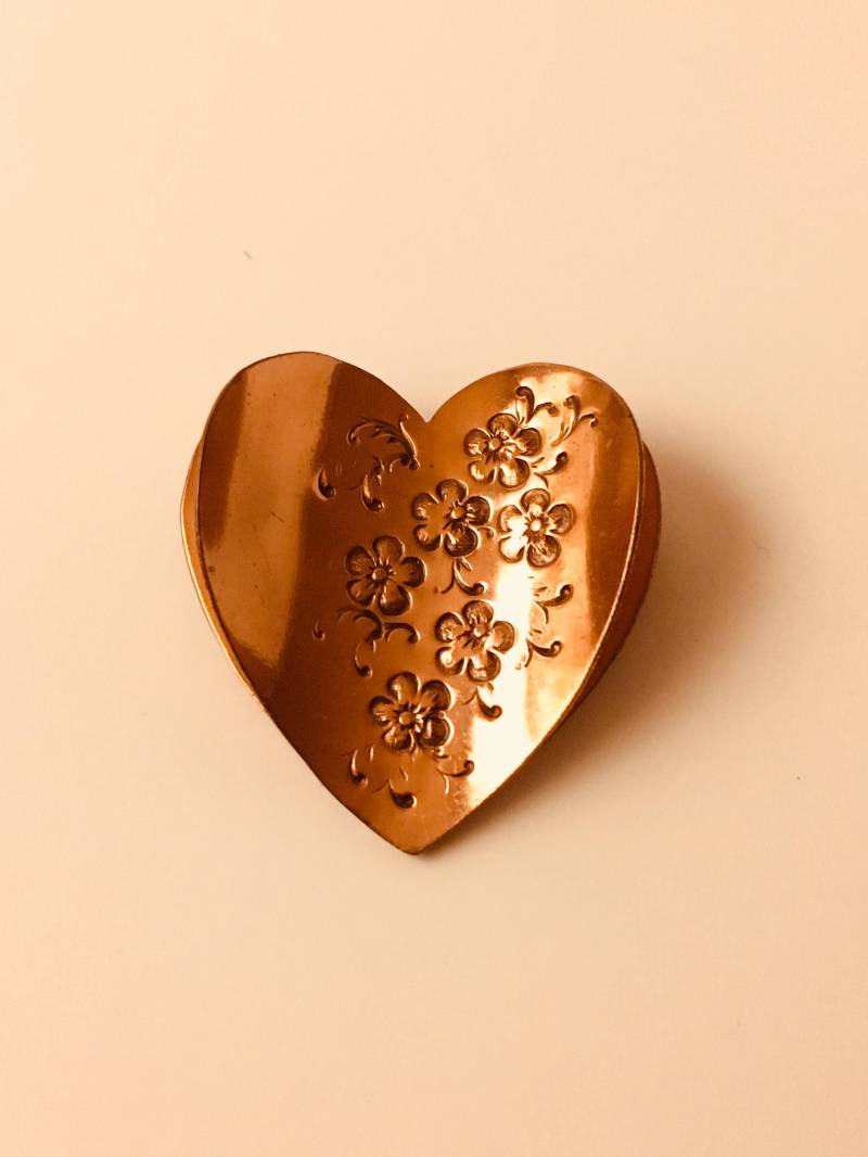 Vintage Brosche Kupfer Gret Barkin Herzförmige von RosimarysAntiques
