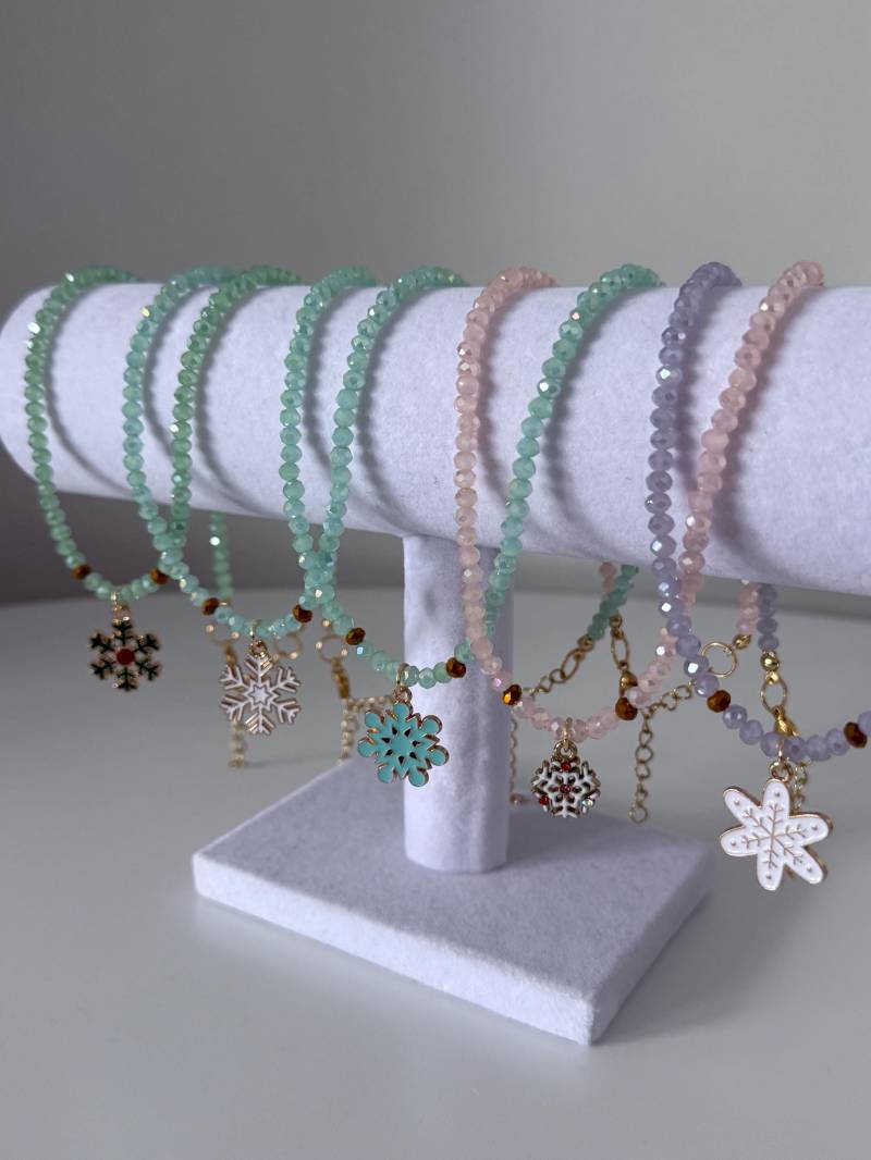 Perlenhalskette Schneeflocke Unikat Gold von RosisDreamPearls