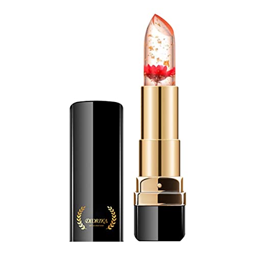 Blume Lippenstift | Crystal Flower Jelly Lippenstift - Feuchtigkeitscreme Flower Lip Stick Langanhaltender nahrhafter Lippenbalsam Magic Color Change Lipgloss Rosixehird von Rosixehird