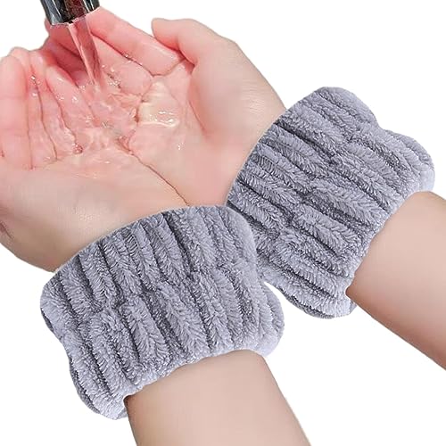 Hautpflege-Armbänder,2 Stück Korallenvlies-Handgelenk-Gesichtswaschbänder, saugfähig - Elastische Spa-Armbänder, Haargummis für Frauen, flauschige Handgelenkhandtücher zum Waschen des Rosixehird von Rosixehird