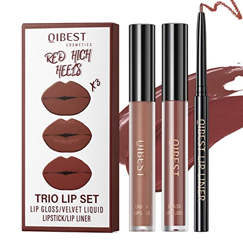 Lippenstift und Lipliner - Matte Liquid Lipstick Set Lip Stain Lip Gloss und Lip Liner - Nicht verblassendes, wasserdichtes, samtiges Lippenstift-Make-up-Set für Frauen Rosixehird von Rosixehird