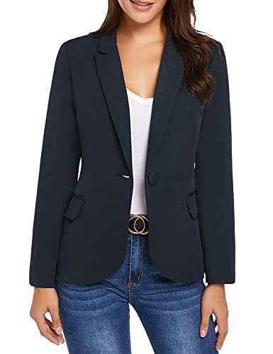 Roskiky Eingekerbter Blazer mit Revers Taschen und Knöpfe Navy Blau Größe X-Large von Roskiky