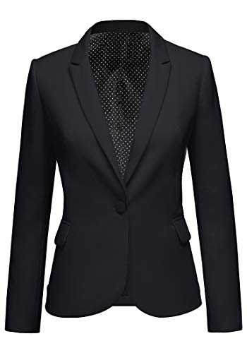 Roskiky Eingekerbter Blazer mit Revers Taschen und Knöpfe Schwarz Large von Roskiky