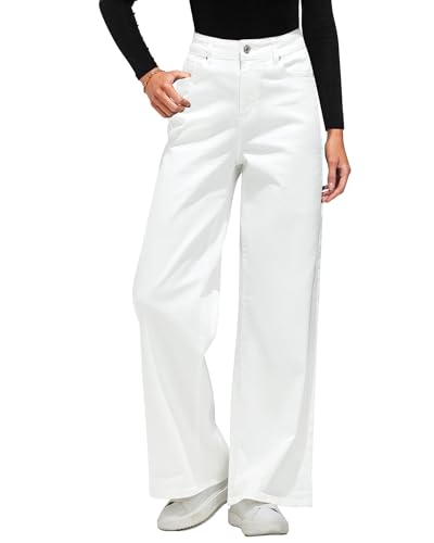 Roskiky Baggy Jeans Damen High Waist Jeans Weiß Damen Ivory White XXL von Roskiky