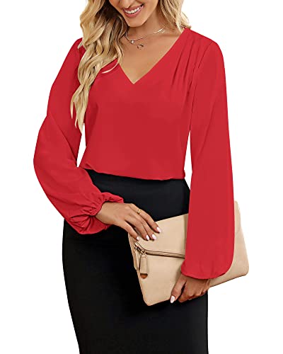 Roskiky Bluse Damen Elegant Tunika Damen Sommer Oberteile Damen Sexy Oberteil Damen Sommer Top Rot Tunika Damen Große Größen Rot XL von Roskiky