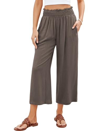 Roskiky Capri Hosen Sommer Damen Weiße Hose Damen 7/8 Braune Hose Damen M von Roskiky
