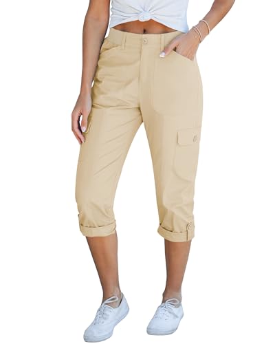 Roskiky Cargo Capri Hose Damen Sommer Strandhose Damen 7/8 Beige S Roskiky Cargo Capri Hose Damen Sommer Strandhose Damen 7/8 Beige S von Roskiky