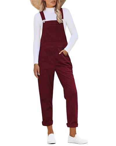 Roskiky Cord Latzhose Damen Lang Overall Damen Sommer Elegant Große Größen Tawny Port XXL von Roskiky