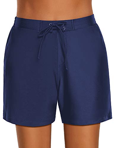 Roskiky Damen Boardshorts, Vorderseite zum Schnüren, mit Seitentaschen Marineblau Größe XL von Roskiky