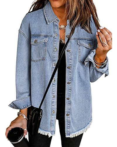 Roskiky Damen Jacke Frühling Herbst Jacke Damen Ubergangsjacken Damen Frühjahr Jacken Damen Jacke Damen Große Größen Tausend Ozeane Blau 2XL von Roskiky