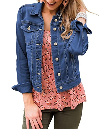 Roskiky Damen Jacken Sommerjacken für Damen Uk Utility Jacket Damen Damen Kleidung Sommerjacken für Damen Fashion Nightfall blau Größe M passt 40–42 von Roskiky