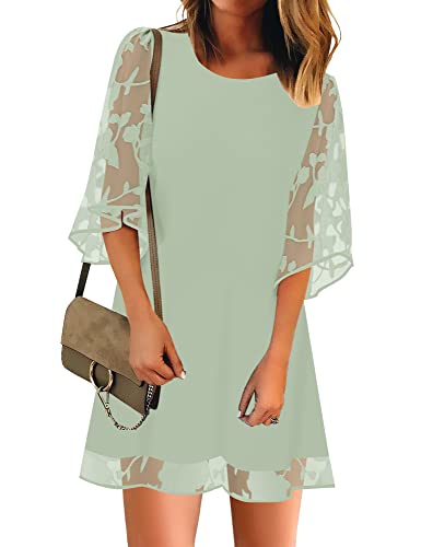 Roskiky Damen Kostüm Elegant Kleid Zur Hochzeitsfeier Als Gast Tunika Kleid Damen Dunkelgrünes Kleid Kleider Für Hochzeitsgäste XXXL Mintgrün XXXL von Roskiky