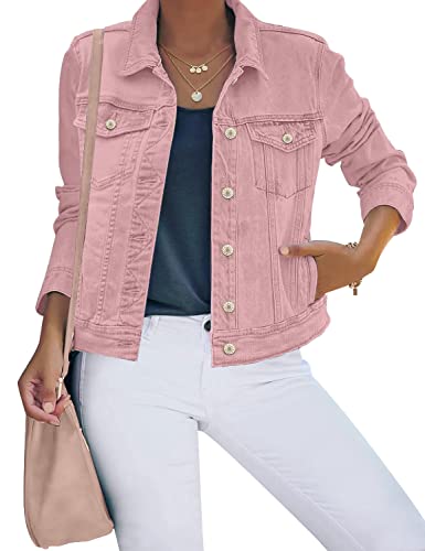 Roskiky Damen Sommerjacke Rosa Jeansjacke Damen Jeansjacke für Damen Xxl Damen Jeansjacken Damen Jacken Herbst Rosa Größe XXL passt 52-54 von Roskiky