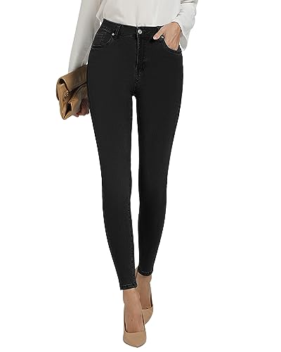 Roskiky Damenhosen Strech Skinny Jeans Damen High Waist Damen Jeans Skinny Lässige Hose Damen Jeans Damen Schwarz Schwarz S von Roskiky