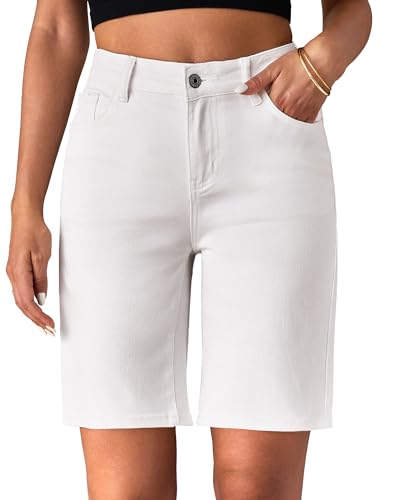 Roskiky Dünne Sommer-Jeans High Waist Jeans Shorts Damen Cremeweiß XXL von Roskiky