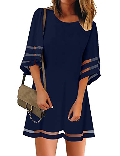 Roskiky Herbst Kleider Damen Boho Kleid Damen Lang Strand Kleid Boho Kleider Damen Sommer Kleider Damen Kleid Herbst Damen Elegant Kleid Dunkelblau Blau L von Roskiky