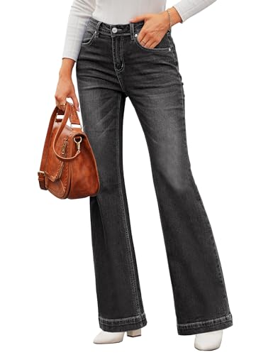 Roskiky Jeans Damen High Waist Jeans Damen Bootcut Jeans Damen Stretch Mom Jeans Damen Baggy Jeans Damen Damen Hosen Jeans Dunkelblaue Jeanshose Für Damen Damen Jeans Schwarz Schwarz S von Roskiky