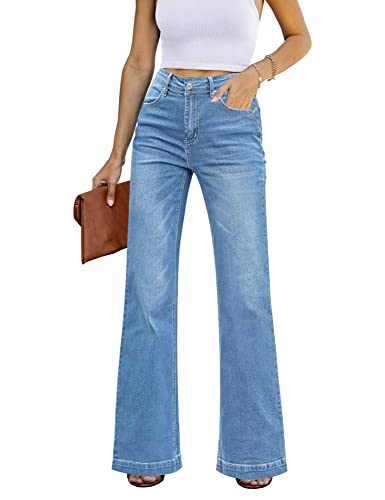Roskiky Jeans Damen High Waist Jeans Damen Bootcut Jeans Damen Stretch Mom Jeans Damen Mom Jeans Damen High Waist Jeans Y2K Hellblaue Jeans Damen Baggy Mittelblau S von Roskiky