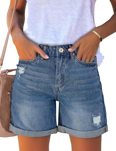 Roskiky Jeans Damen Sommer High Waist Shorts Hellblau XXL von Roskiky