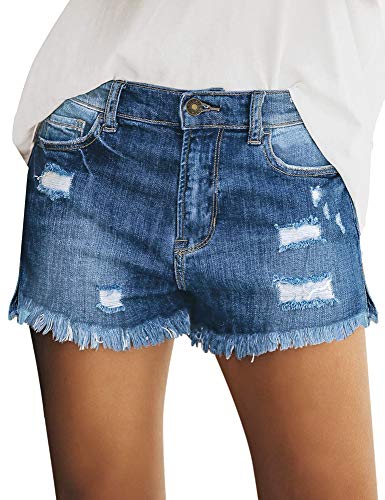 Roskiky Jeans Shorts Damen Kurze Hosen Damen Sommer Jeans Shorts Damen Sommer Hot Pants Jeans Women Sommer Shorts Damen Jeans Rock Für Damen Kurz Blau XS von Roskiky