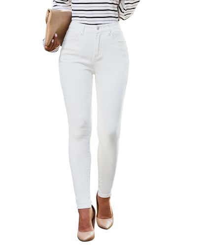 Roskiky Jogginghose Damen Baumwolle Jeans Damen Skinny Damen Jeans Straight Baumwollhose Damen Jeans Weiss Damen Weiß S von Roskiky