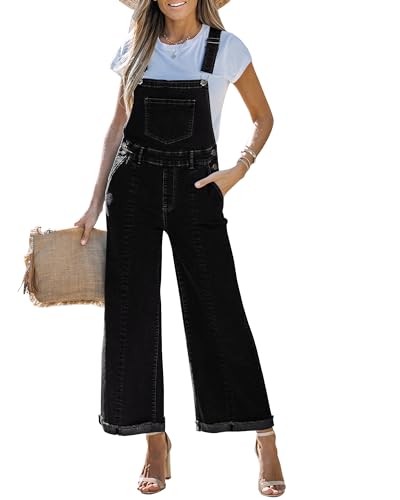 Roskiky Jumpsuit Damen Hose Damen Sommer Jogpants Hosen Damen Hosen Damen Jeans Kostüm Overall Schwarze Hose Damen Elegant Schwarz M von Roskiky