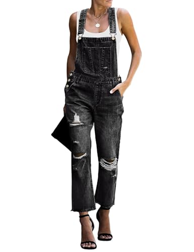 Roskiky Jumpsuit Damen Overall Damen Sommer Damen Jumpsuit Sommer Lässige Hose Jeans Hosen Damen Jeans Baggy Damen Damen Hose Schwarz Elegant Schwarz M von Roskiky