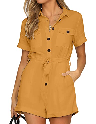 Roskiky Jumpsuit Damen Kurz Eleganter Jeans Overall Kuschelig Sommer Sonnenblume XXL von Roskiky