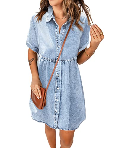 Roskiky Kleid Grosse Grössen Damen Jeans Kleid Für Damen Sommer Kleid Damen Sommer Tshirt Kleid Damen Strand Kleid Damen Sommer Bohemian Kleid Roadknight blau XL von Roskiky