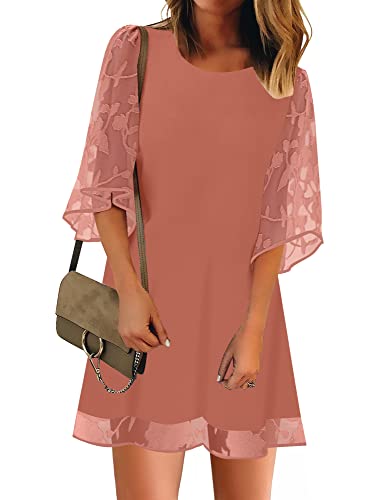 Roskiky Kleidung Damen Dresses for Women Elegant Etuikleid Damen Elegant Rosa Kleid Damen Kleider Für Hochzeitsgäste XXL Canyon Rose XXL von Roskiky