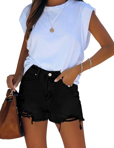 Roskiky Kurze Hosen Damen Damen Shorts Sommer Kurze Hose Damen Jeans Cargo Shorts Damen Kurze Damen Hose Shorts Damen Sommer Jeans Damen Jeans Schwarz Schwarz S von Roskiky