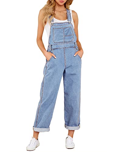 Roskiky Damen Casual Vintage Overalls Loose Straight Denim Latz Overall Jean Pants Himmelblau S Roskiky Damen Casual Vintage Overalls Loose Straight Denim Latz Overall Jean Pants Himmelblau S von Roskiky