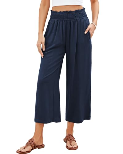 Roskiky Leinen Hose Damen Leinenhose Damen 7/8 Hose XXL von Roskiky