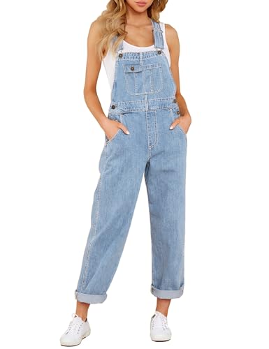 Roskiky Overall Damen Sommer Jeans Latzhose Damen Jumpsuit Damen Lang Kostüm Gärtner Himmelblau Damen Kostüm Chicme Fashion Damen Himmelblau XS von Roskiky