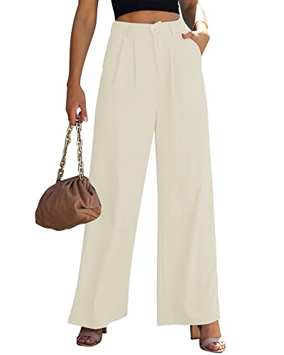 Roskiky Palazzo Hose Damen Hosen Damen Chino Damen Hose Culottes Hosen Damen Sommer Hose Damen High Waist Weite Hosen Damen Sommer Clean Girl Aesthetic Beige M von Roskiky