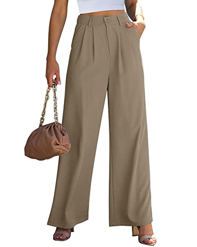 Roskiky Palazzo Hose Damen Hosen Damen Damen Hosen Hose Damen Elegant Sommer Hose Damen Hosen Sommer Damen Leicht Sommerhose Damen Leicht Khaki L von Roskiky