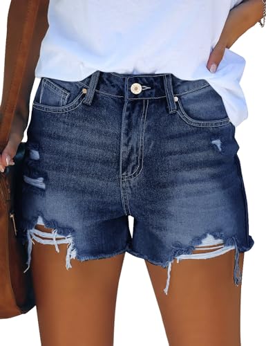 Roskiky Shorts Damen Sommer Jeans Shorts Damen Kurze Hose Damen Damen Sommerhose Kurz Damen Hose Sommer Kurze Shorts Damen Hellblaue Jeans Damen Blau 2XL von Roskiky