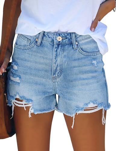 Roskiky Shorts Damen Sommer Jeans Shorts Damen Kurze Jeans Damen Bermuda Shorts Damen Hot Pants Jeans Women Kurze Hosen Damen Jeans Jeans Kurze Hose Damen Blau XL von Roskiky