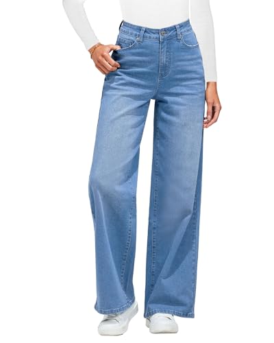 Roskiky Weite Jeans Damen Hosen Damen Jeans Jeanshose Stretch Medium Blue XXL von Roskiky