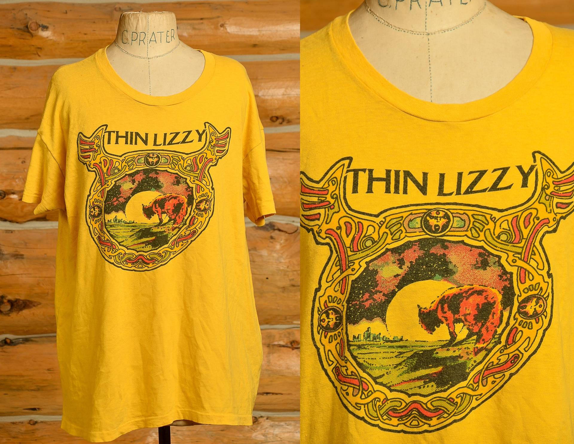 1970Er Jahre Dünnes Lizzy Johnny The Fox Album Gelbes T-Shirt von RoslynTrading